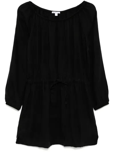 James Perse Gerafftes Leinenkleid In Schwarz