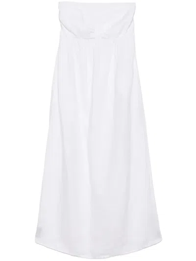 James Perse Gathered Tube Top Dress In White