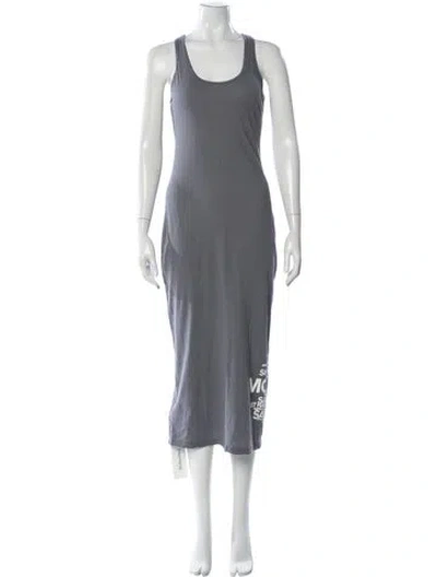 Pre-owned James Perse Graphic Print Long Dress In Gray