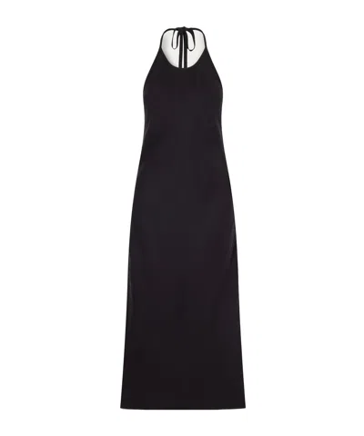 James Perse Halter Linen Dress In Black