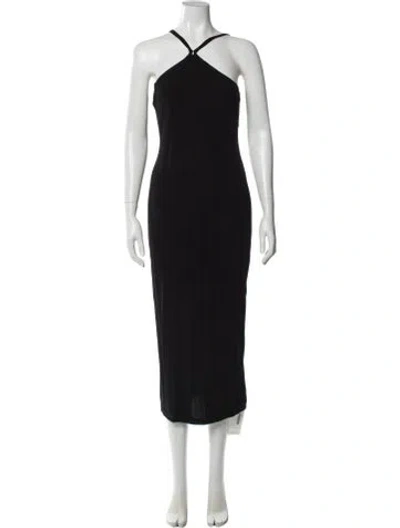 Pre-owned James Perse Halterneck Midi Length Dress In Black