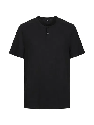James Perse Slub Jersey Cotton Henley T-shirt In Black