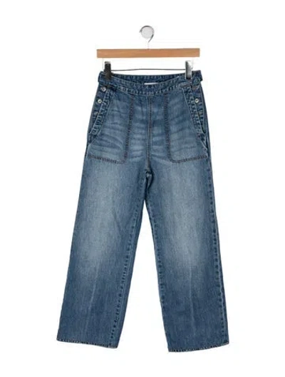 Pre-owned James Perse High-rise Wide Leg Jeans In Blue