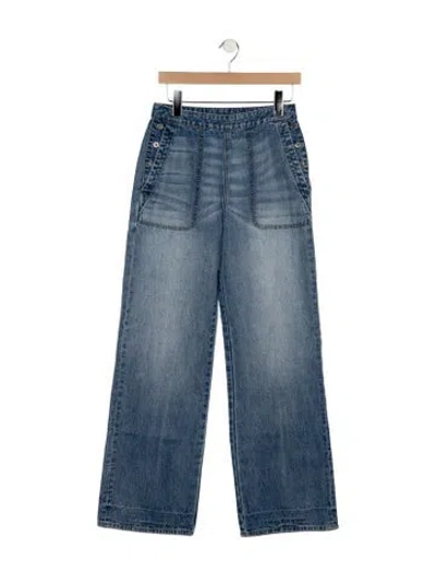Pre-owned James Perse High-rise Wide Leg Jeans In Blue