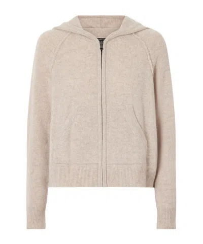 James Perse Hooded Ribbed Cashmere Zip-up Cardigan In Neutral