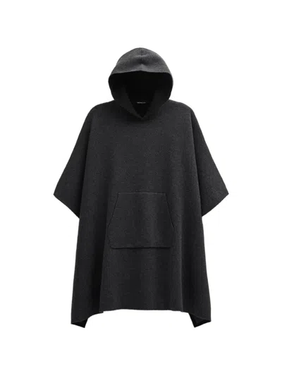 James Perse Hooded Wool Poncho In Gray