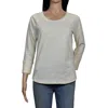 James Perse Women California Long Sleeve Crew Neck Cotton T-shirt In Ivory In Multi