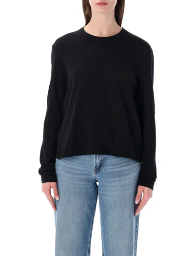 James Perse Oversized Crepe Jersey Long Sleeve Tee In Black