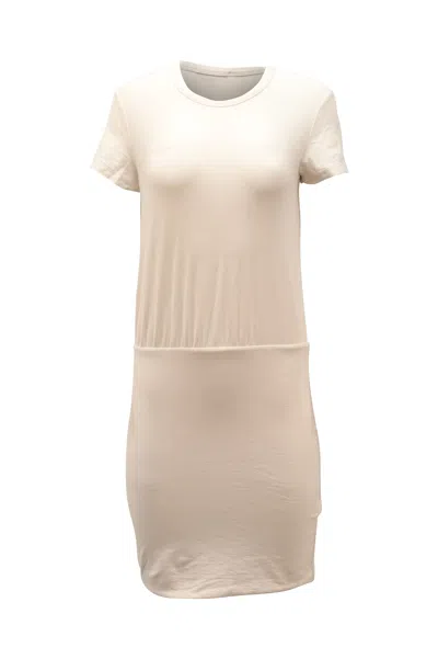 James Perse Jersey Blouson Dress In White Cotton In Beige