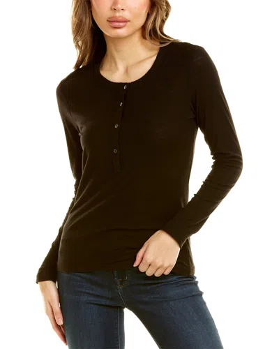 James Perse Jersey Henley Top In Black
