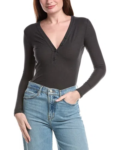 James Perse Jersey Henley Top In Black