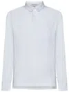 James Perse Rugby Polo Shirt In White Suede Jersey In Blue