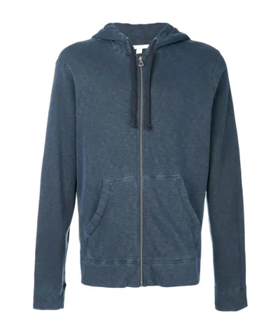 James Perse Jersey Zip Hoodie In Blue