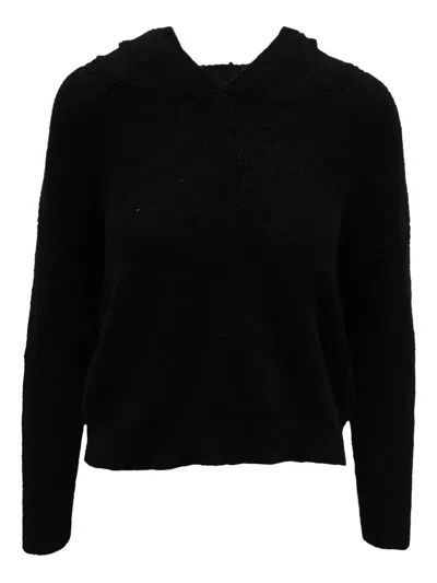 Pre-owned James Perse Knitted Double-hood Hoodie In Black