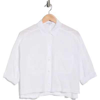 James Perse Lawn Cotton Crop Shirt In White