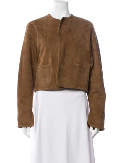 Pre-owned James Perse Leather Jacket In Brown