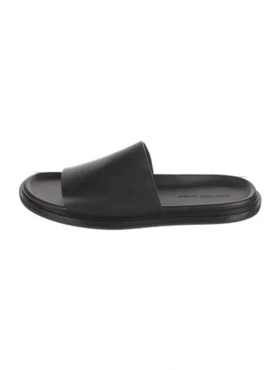 Pre-owned James Perse Leather Slides In Black