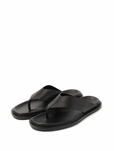 James Perse Leather Thong Sandals In Black