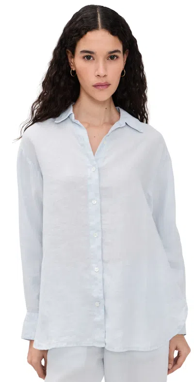 James Perse Lightweight Canvas Linen Shirt Memory In Blue