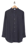 James Perse Lightweight Linen Button-up Shirt In Blue Oil