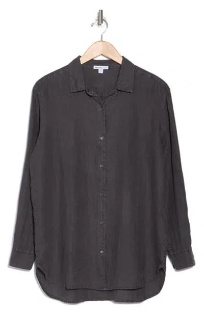 James Perse Lightweight Linen Button-up Shirt In Magma Pigment