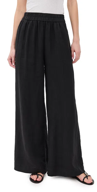 James Perse Lightweight Linen Culotte Pants Black