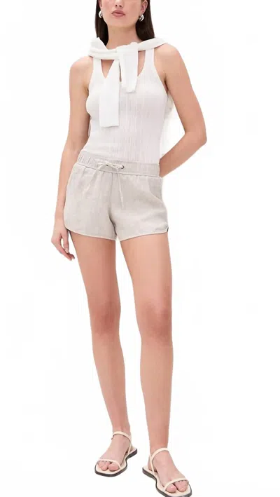 James Perse Lightweight Linen Dolphin Shorts In Salt Pigment In Multi