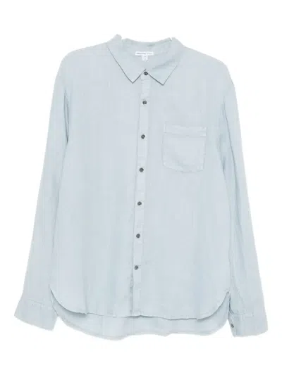 James Perse Lightweight Linen Shirt In Blue