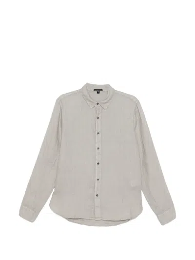 James Perse Garment-dyed Linen Shirt In Gray