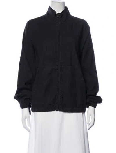 Pre-owned James Perse Linen Bomber Jacket In Blue