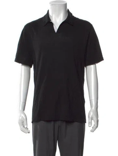 Pre-owned James Perse Linen Collar Polo Shirt In Black