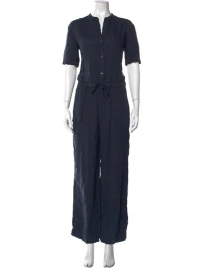 Pre-owned James Perse Linen Crew Neck Jumpsuit In Blue