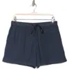 James Perse Linen Drawstring Shorts In Blue Oil