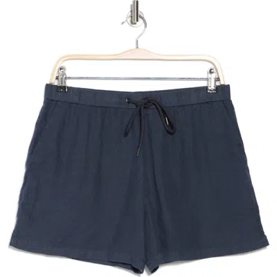 James Perse Linen Drawstring Shorts In Blue Oil