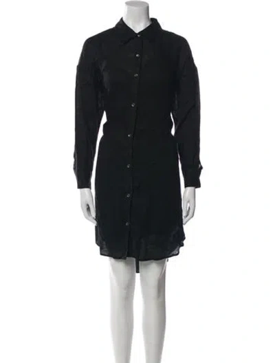 Pre-owned James Perse Linen Knee-length Dress In Black