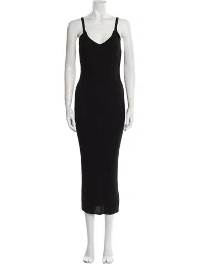 Pre-owned James Perse Linen Long Dress In Black