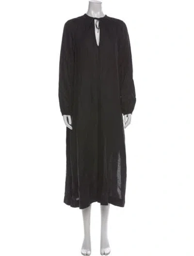 Pre-owned James Perse Linen Long Dress In Black