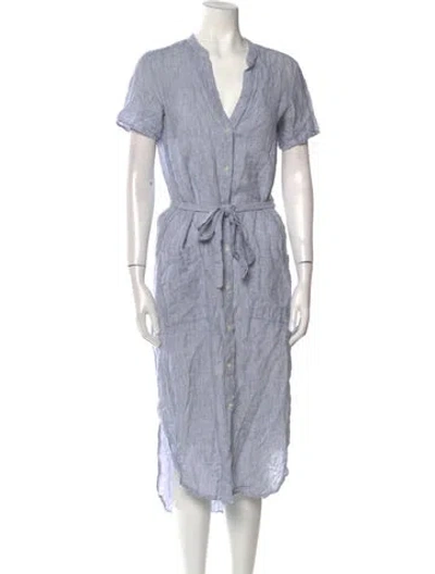Pre-owned James Perse Linen Long Dress In Blue