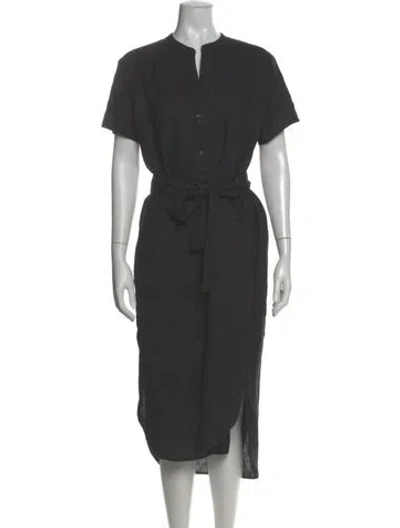 Pre-owned James Perse Linen Long Dress In Gray