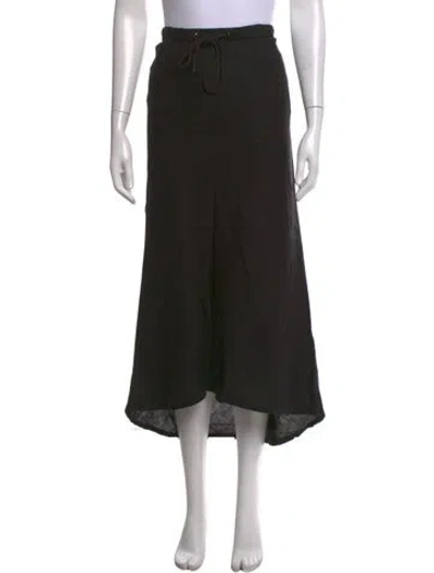 Pre-owned James Perse Linen Long Skirt In Black
