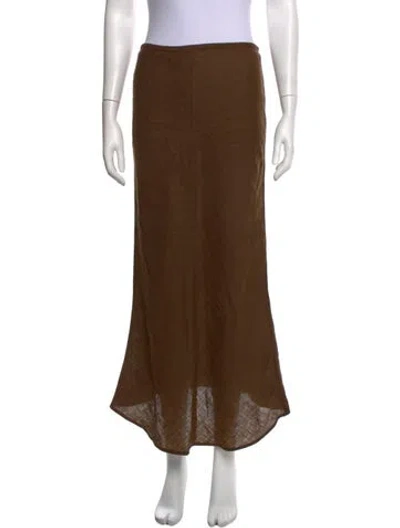 Pre-owned James Perse Linen Long Skirt In Brown