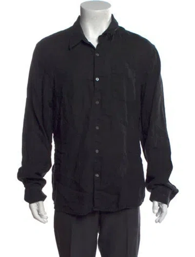 Pre-owned James Perse Linen Long Sleeve Dress Shirt In Black