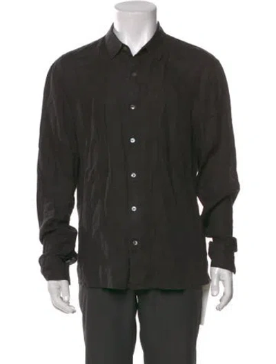 Pre-owned James Perse Linen Long Sleeve Dress Shirt In Black