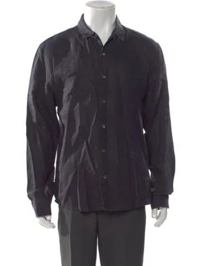 Pre-owned James Perse Linen Long Sleeve Dress Shirt In Black