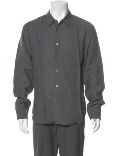 Pre-owned James Perse Linen Long Sleeve Dress Shirt In Gray