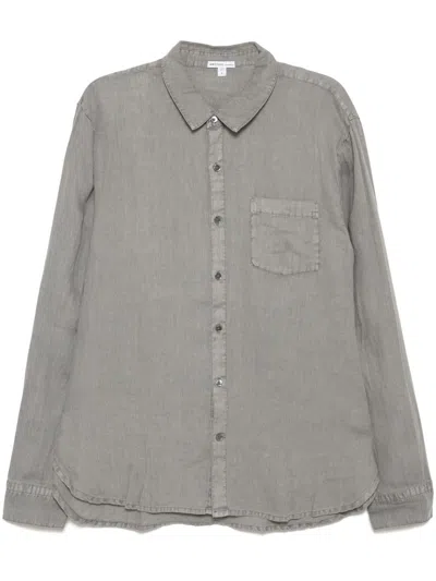 James Perse Linen Long-sleeves Shirt In Grey