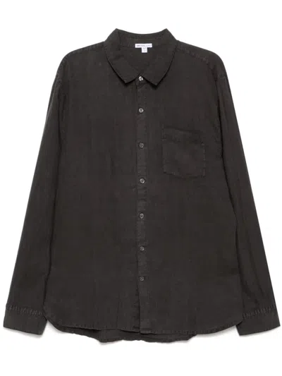 James Perse Linen Long-sleeves Shirt In Grey