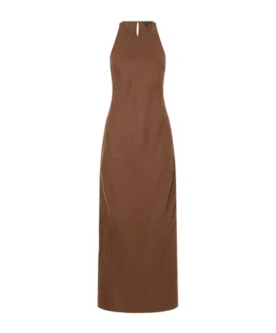 James Perse Linen Maxi Dress In Brown