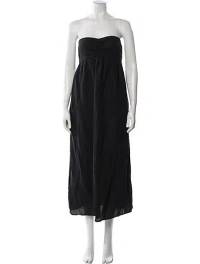 Pre-owned James Perse Linen Midi Length Dress In Black