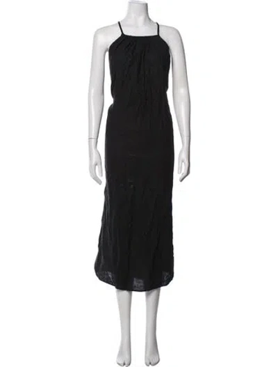 Pre-owned James Perse Linen Midi Length Dress In Black